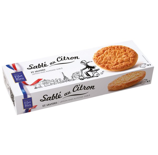 Sandbutterkeks Zitrone-Mandel Filet Bleu 150g &ndash; Süßigkeiten aus Frankreich bei Andupez
