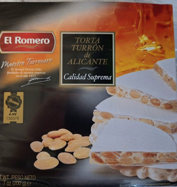 Torta turrón de Alicante/ runde Mandelhonigtafel m.ganzen Mandeln 200g El Romero &ndash; Weihnachtsartikel aus Spanien bei Andupez