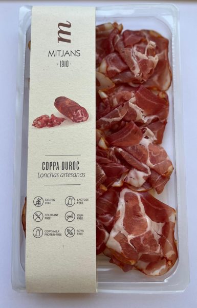 Schweinenacken Duroc i. Scheiben Mitjans 80g &ndash; Wurst aus Spanien bei Andupez