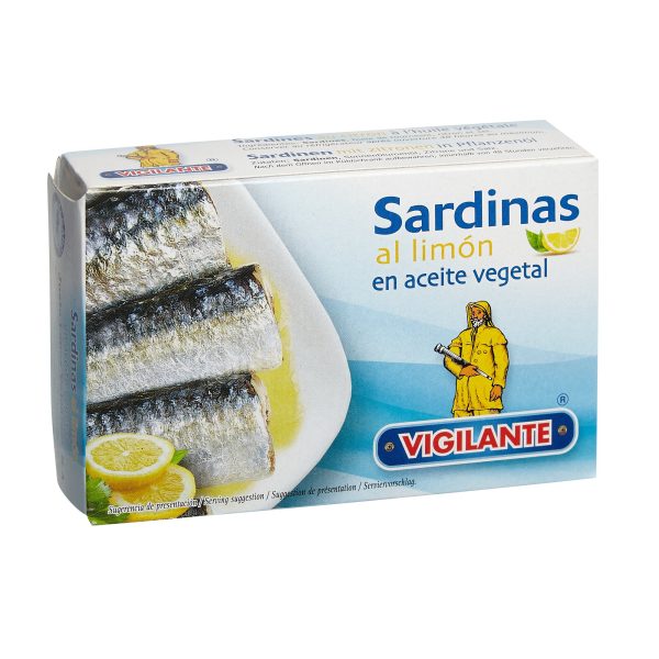 Sardinen mit Zitrone in Pflanzenöl Vigilante 120g &ndash; Konserven aus Spanien bei Andupez